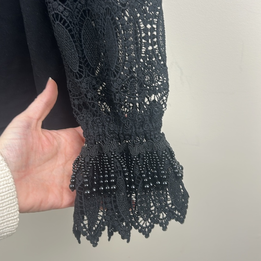 🎀Kobi Halperin  Arianna black Embellished-Sleeve Beaded Top Small - Picture 7 of 12
